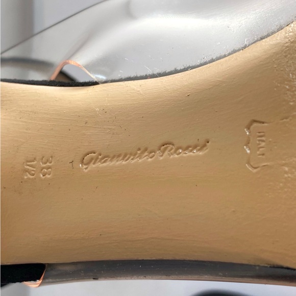 GIANVITO ROSSI CLEAR PLASTIC BLACK SUEDE SLINGBACK ANKLE STRAP POINTY TOE HEELS - Picture 11 of 13